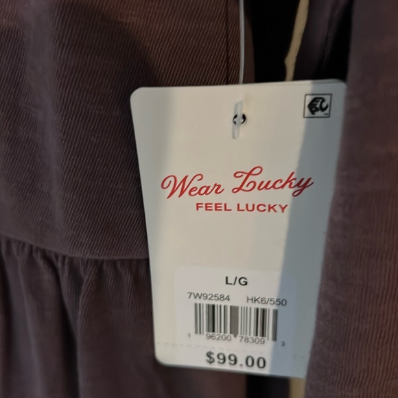 NWT Lucky Brand Cotton Pleated Button Down Dress Purple Long Sleeve Size L - Picture 6 of 6